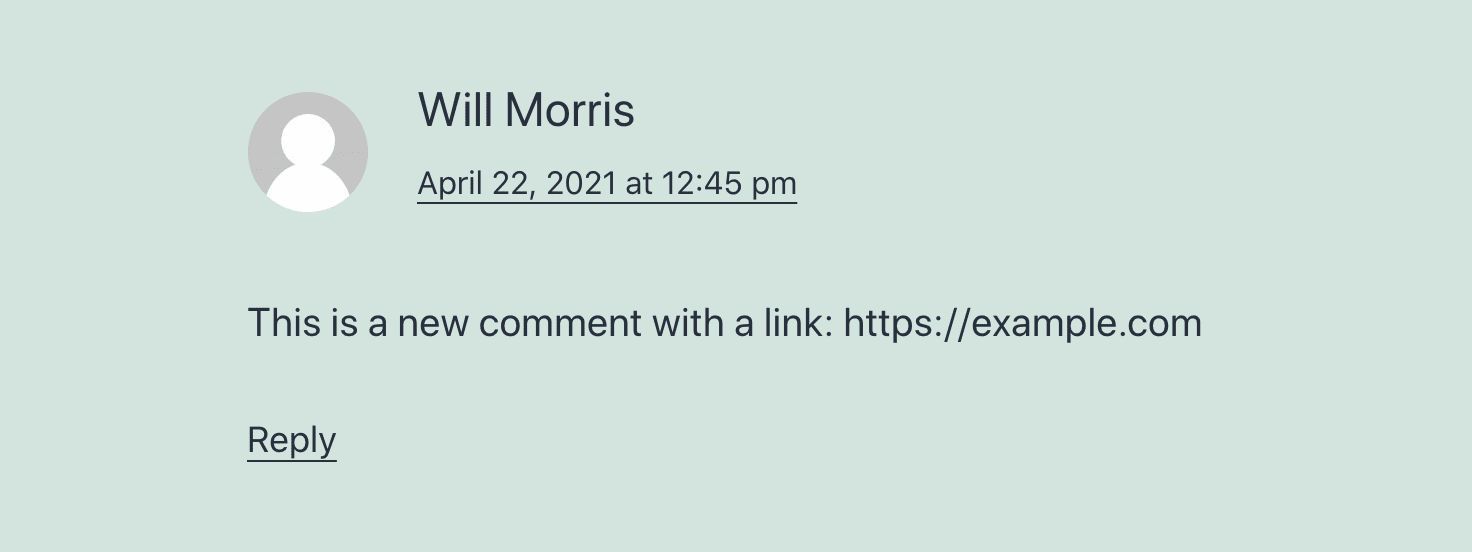 A comment with hyperlinking disabled.