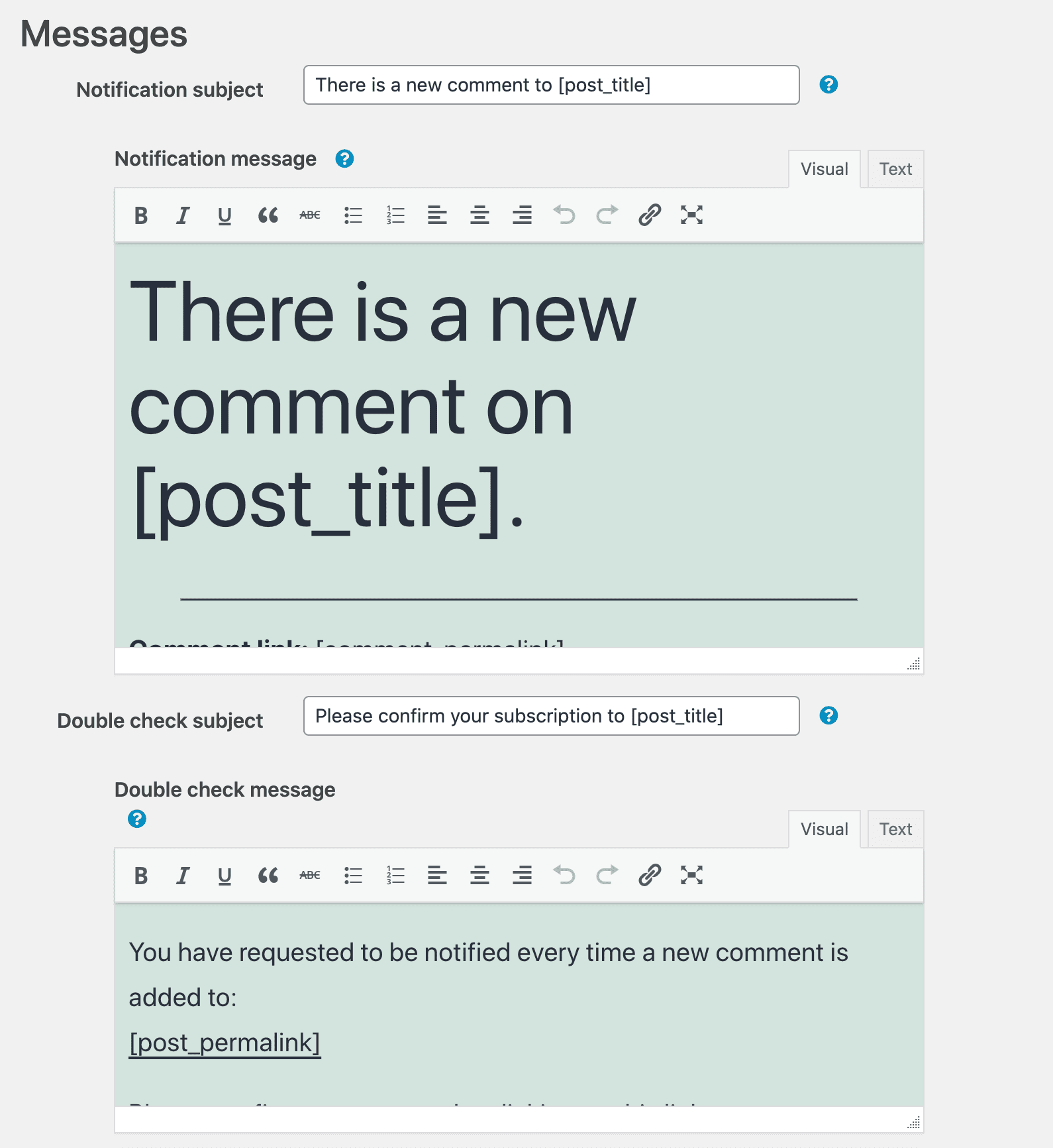 Customizing the comment subscription emails.