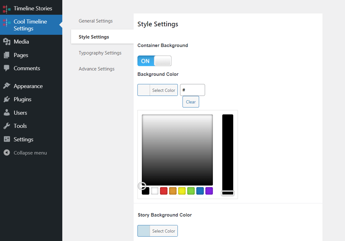 The Cool Timeline plugin in action.