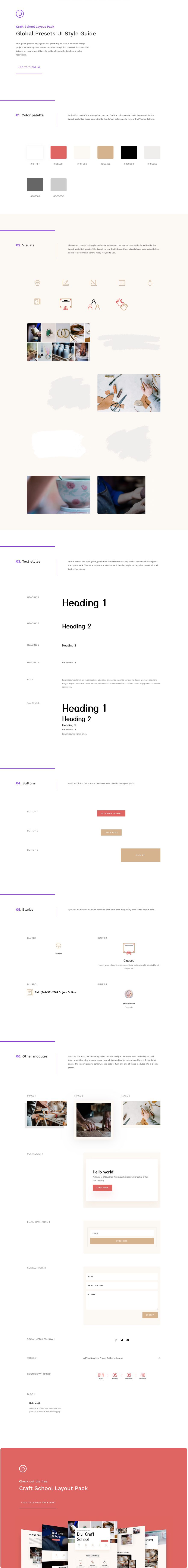divi craft school global presets style guide
