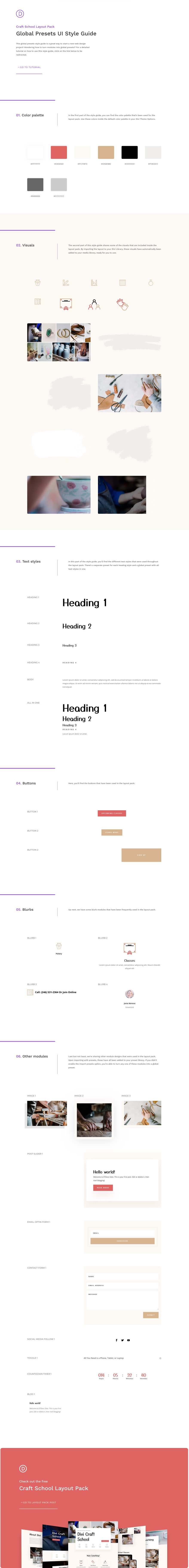 divi craft school global presets style guide