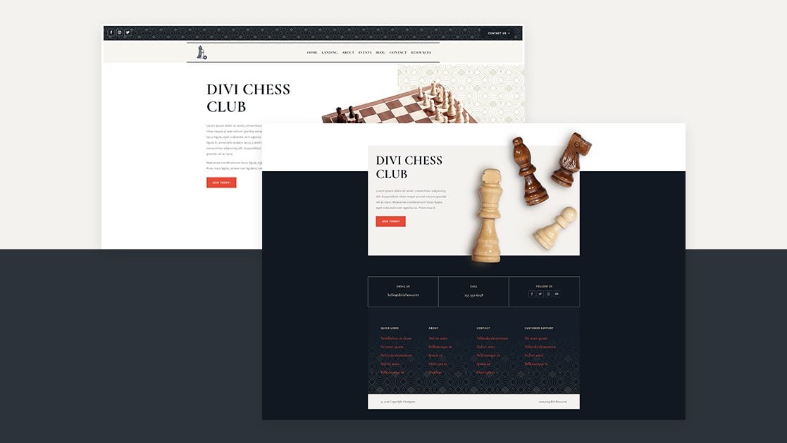 Download a FREE Header & Footer for Divi’s Chess Club Layout Pack