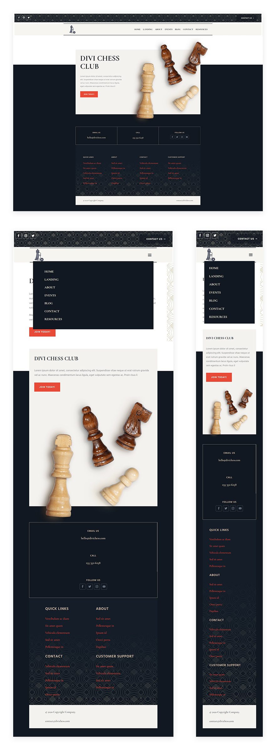chess club header footer