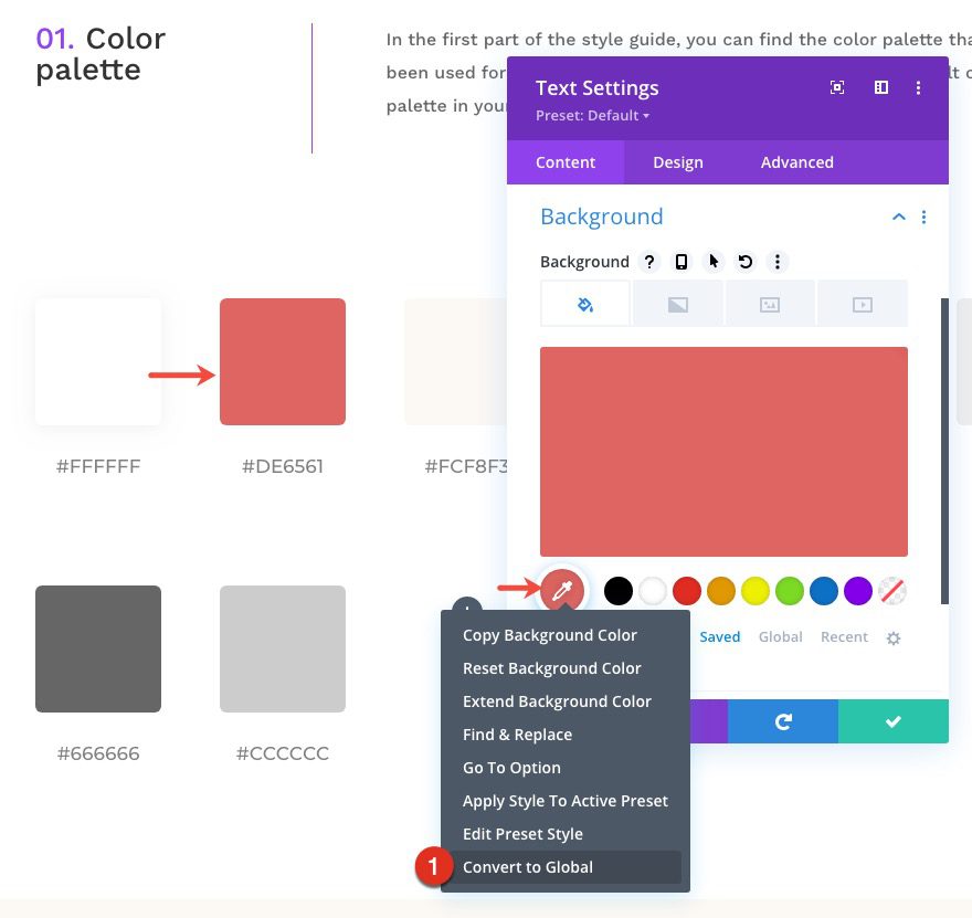 divi craft school global presets style guide