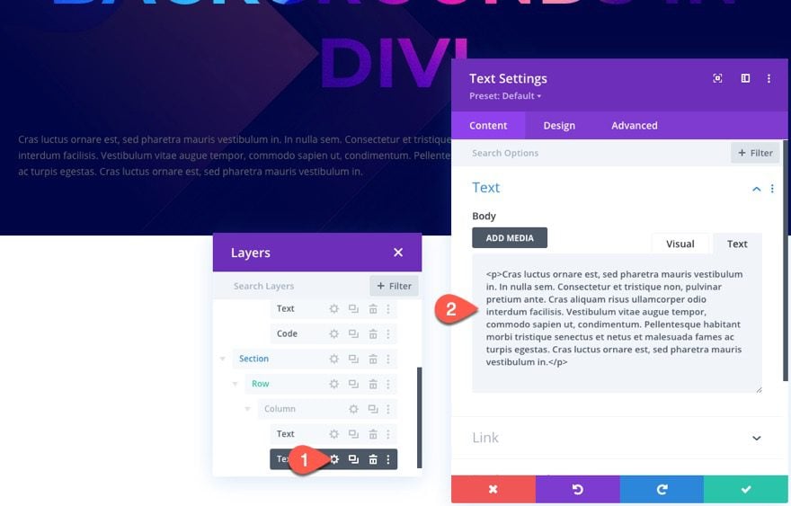 css text backgrounds in divi