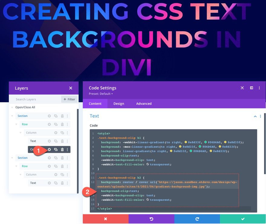 css text backgrounds in divi