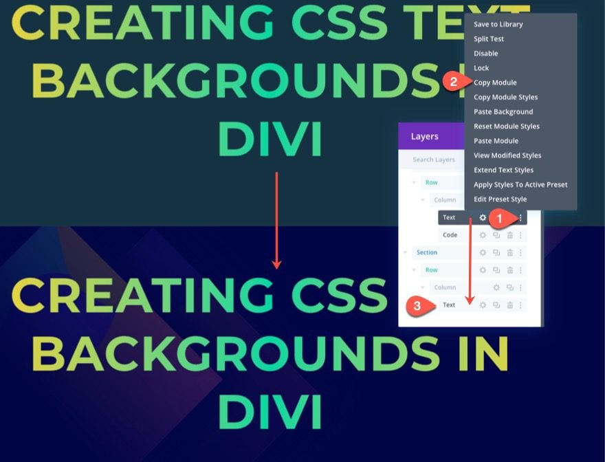 Arrière-plans de texte CSS dans Divi