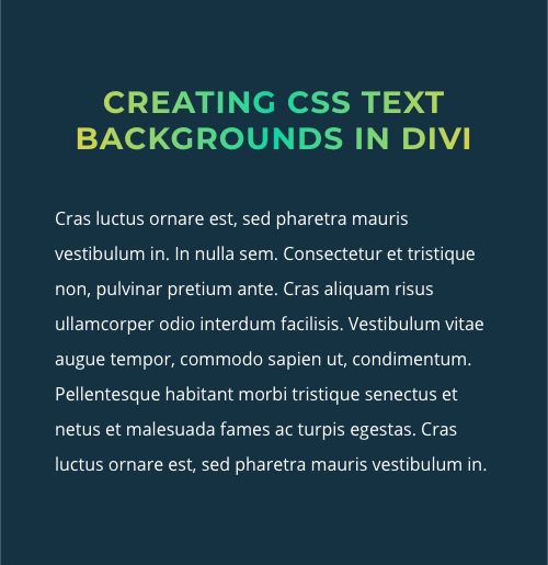 css text backgrounds in divi