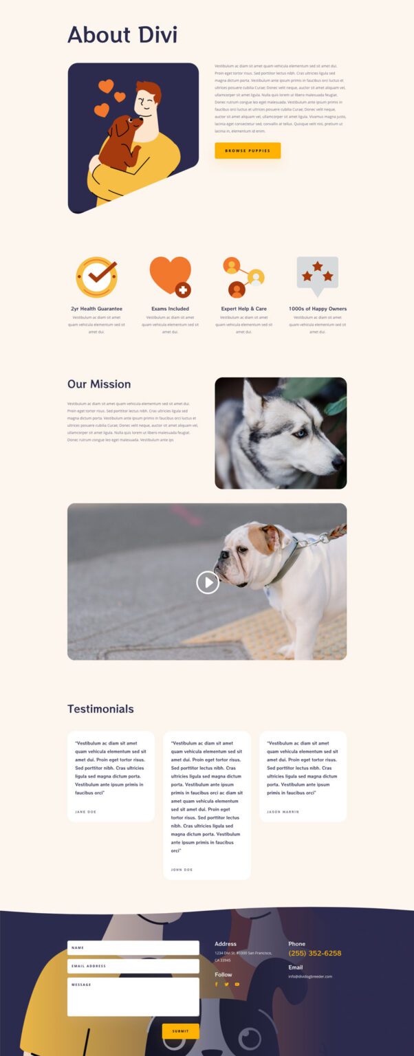 Get a FREE Dog Breeder Layout Pack for Divi