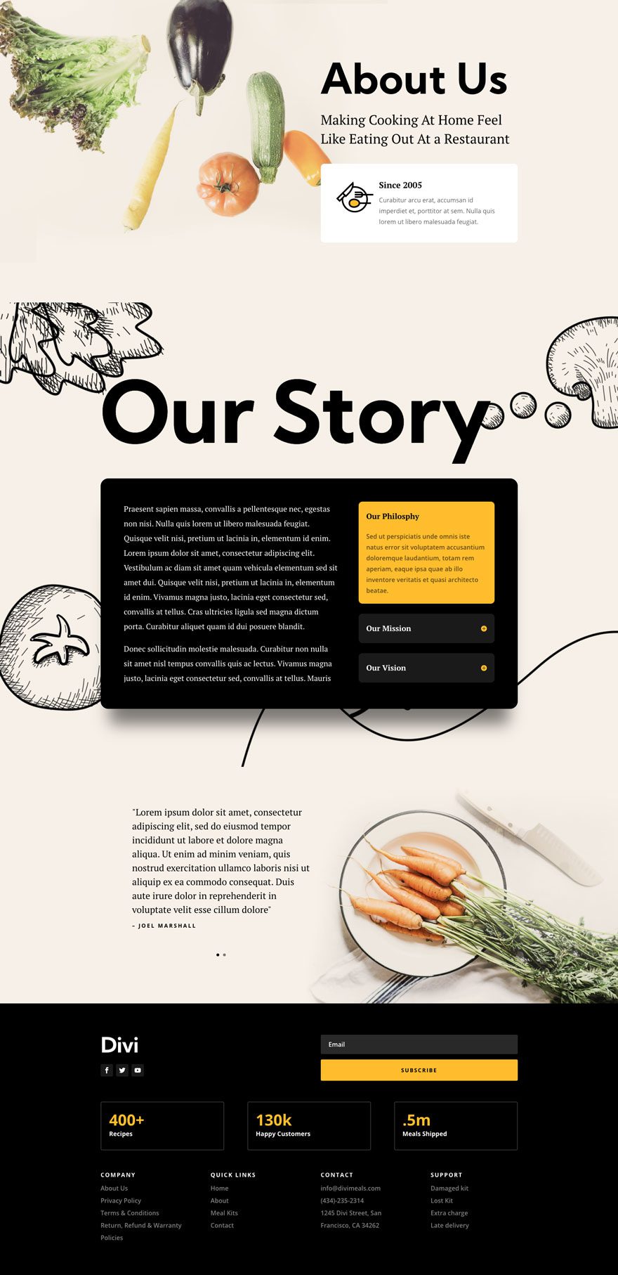 divi meal kit layout pack