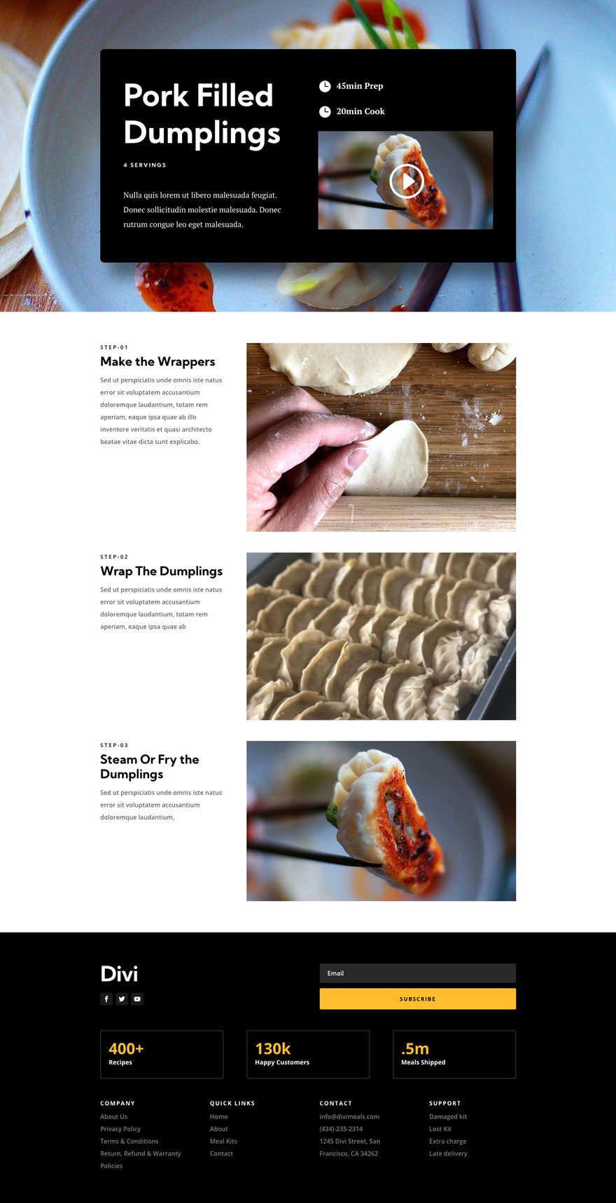 divi meal kit layout pack