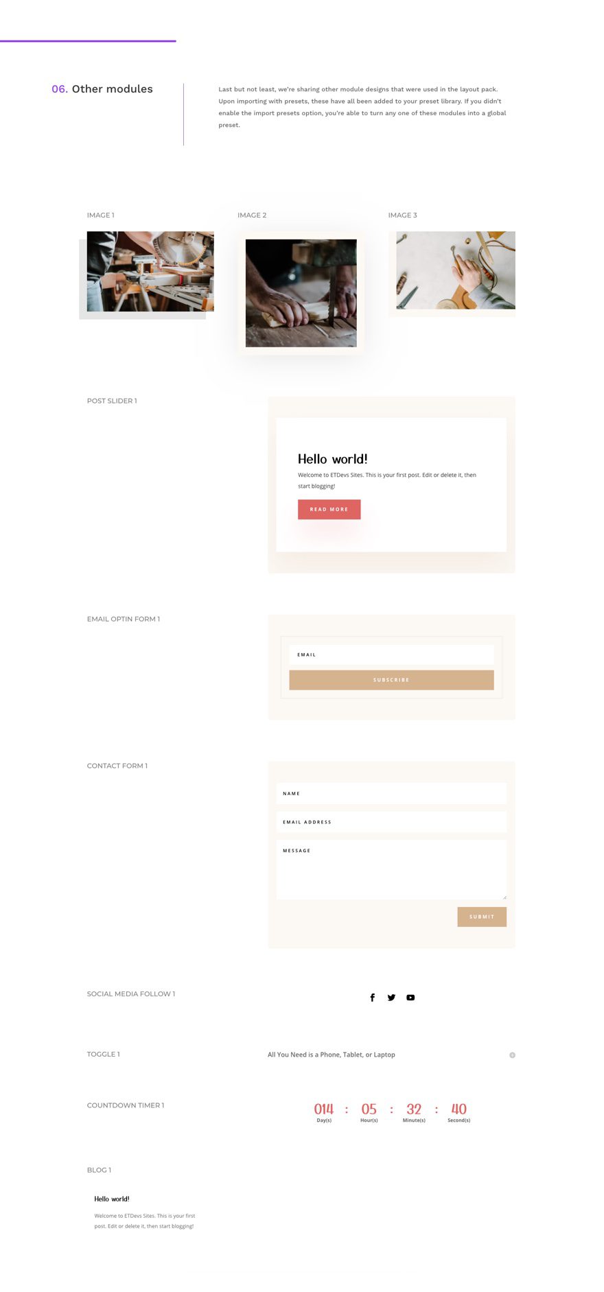 divi craft school global presets style guide