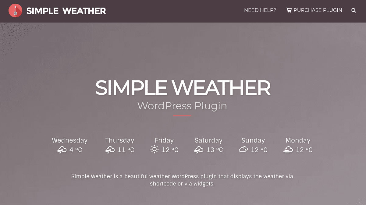 The Simple Weather WordPress plugin.