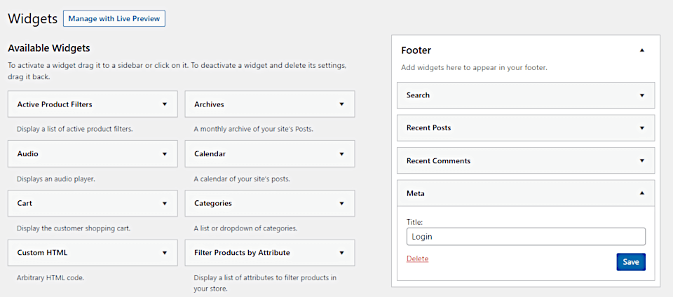 Adding your login page to your website's footer.