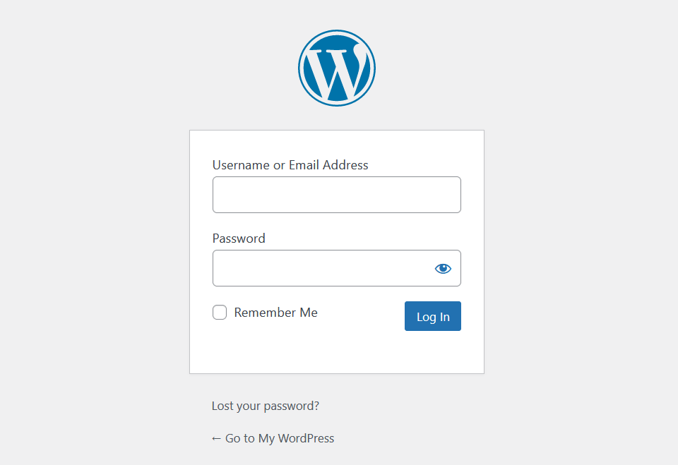 The WordPress login page.