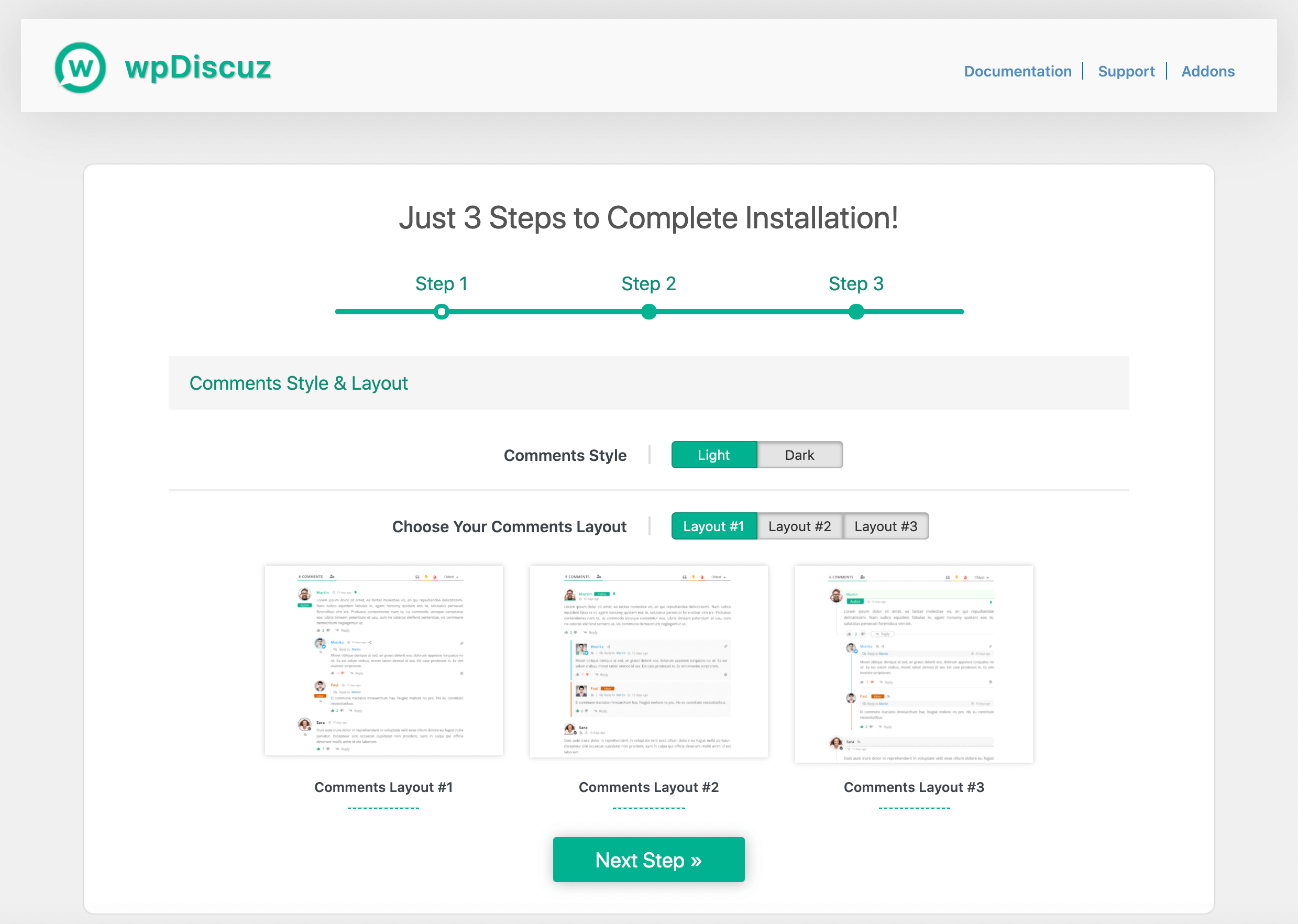 The wpDiscuz comment form layout options.