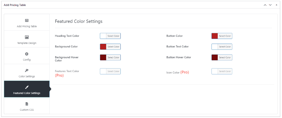 ABC Pricing Table