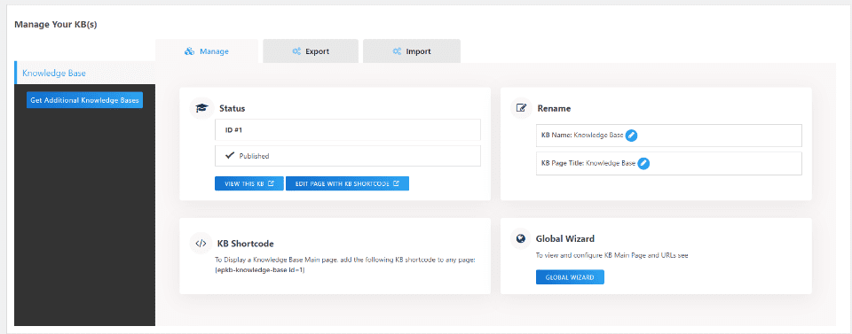 Knowledge Base for Documentation and FAQs