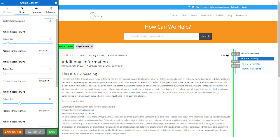 Knowledge Base for Documentation and FAQs