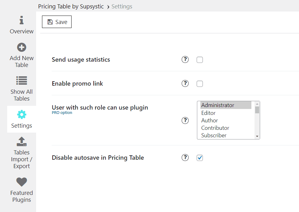 Pricing Table by Supsystic