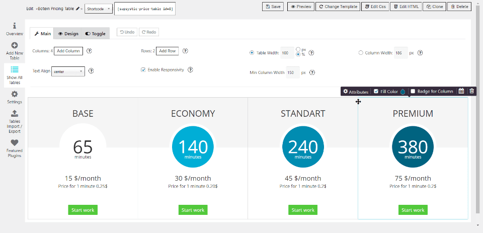 Pricing Table by Supsystic