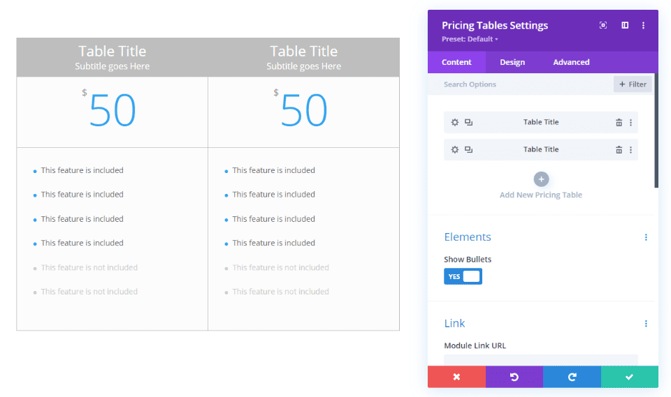 Divi Pricing Table Module