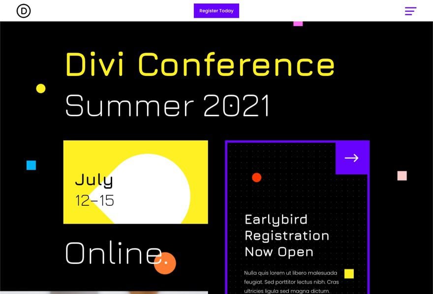 divi virtual conference header footer template