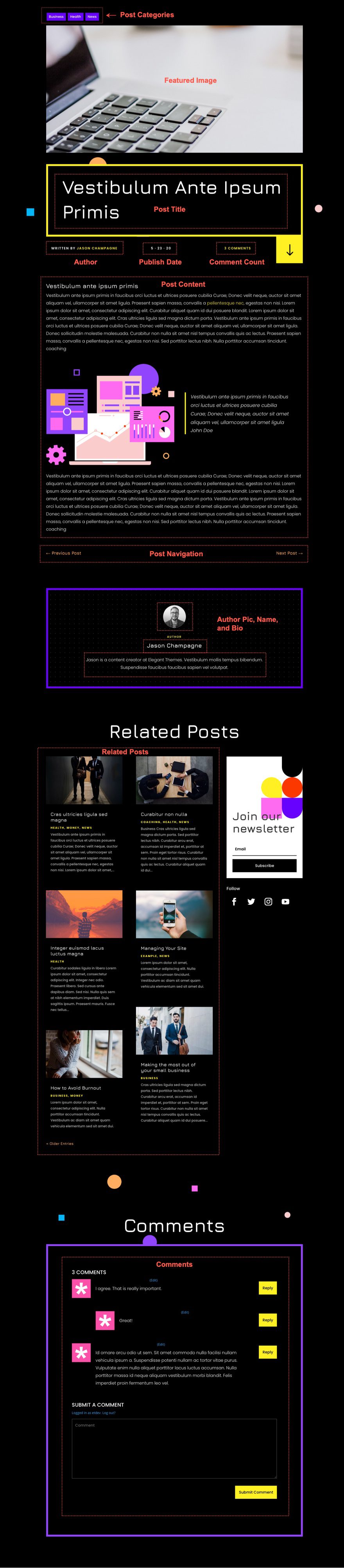 divi virtual conference blog post template