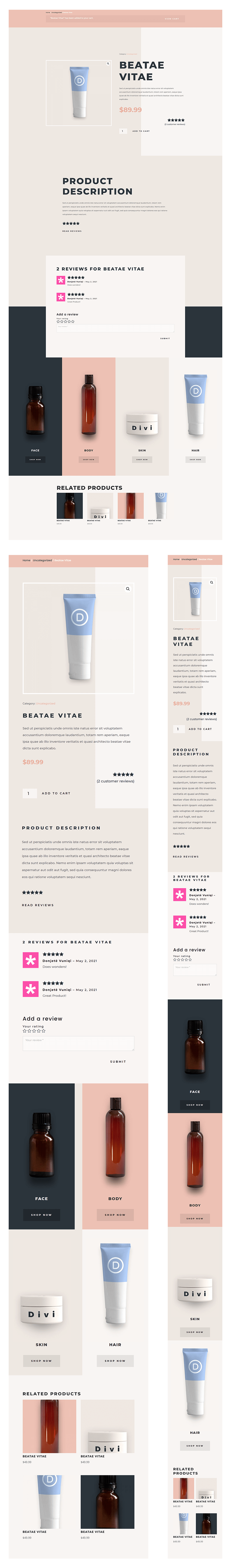 beauty product page template