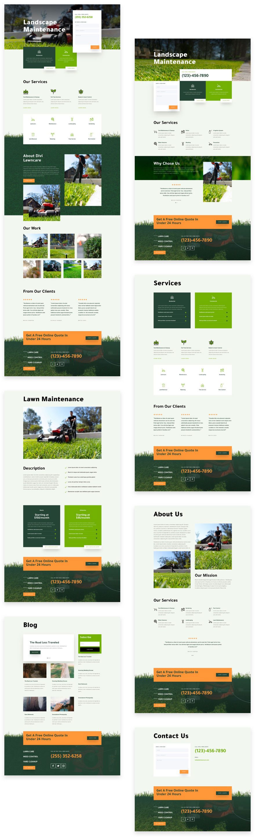 divi landscape maintenance layout pack