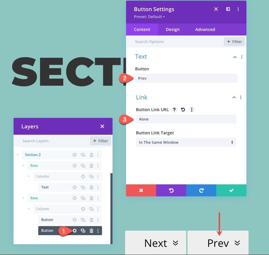 sticky page navigation links to divi sections