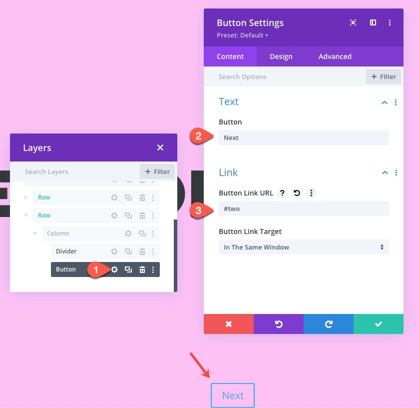 sticky page navigation links to divi sections