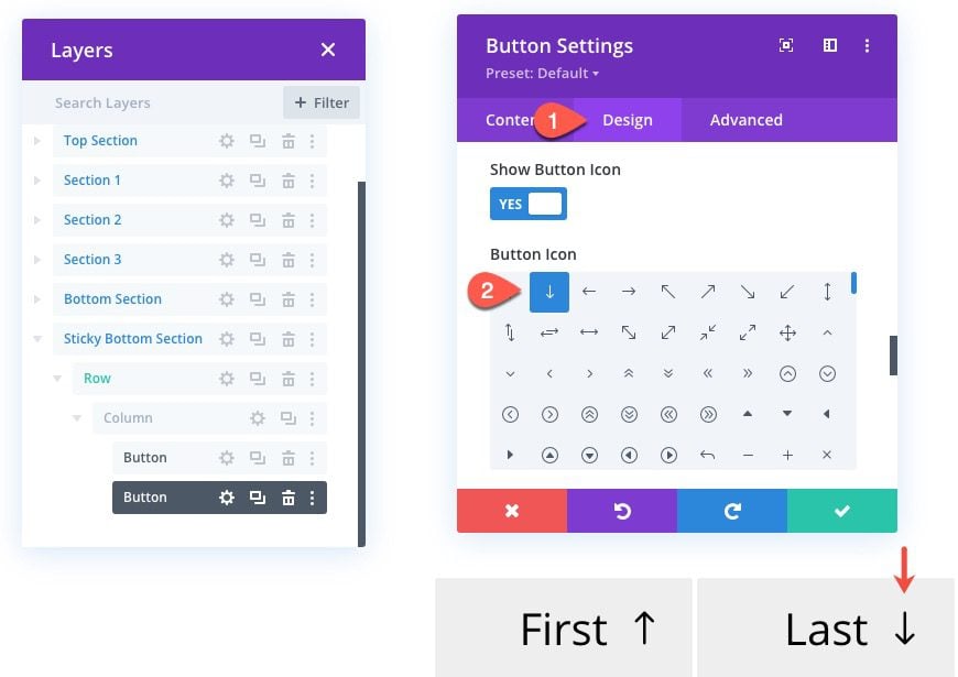 sticky page navigation links to divi sections