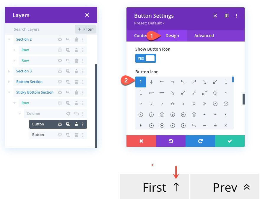 sticky page navigation links to divi sections