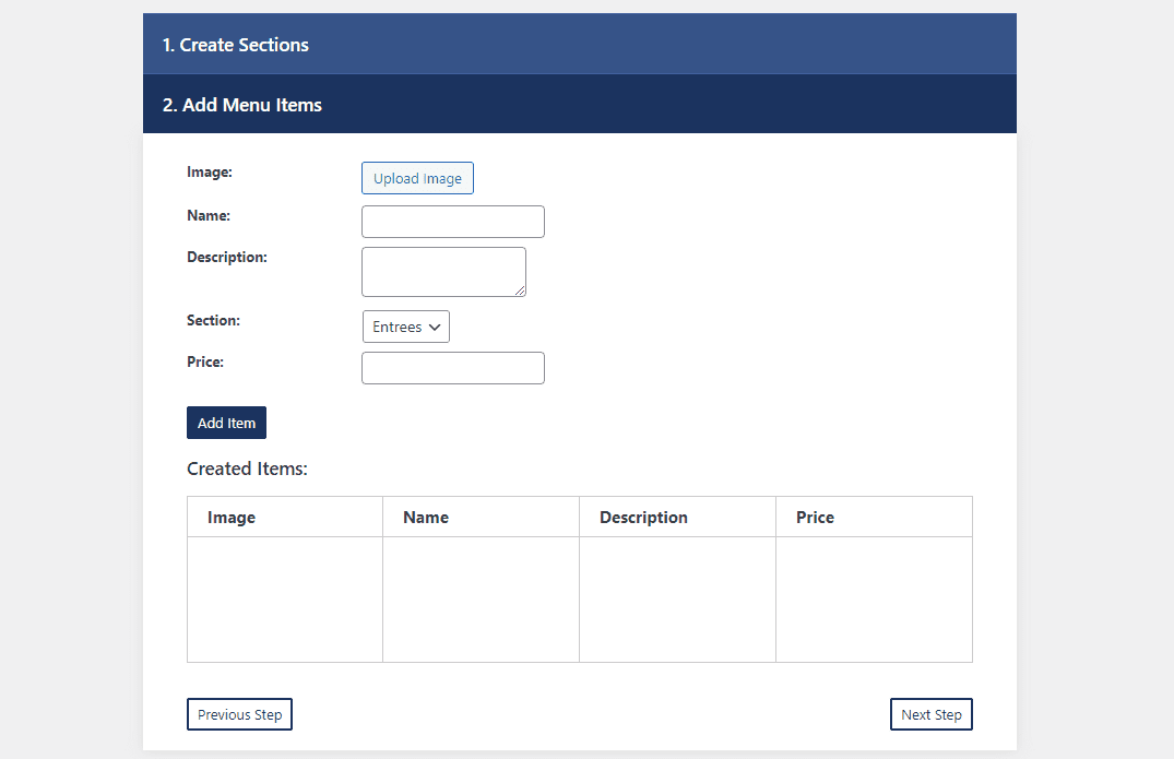 Using the Five Star Restaurant Menu plugin