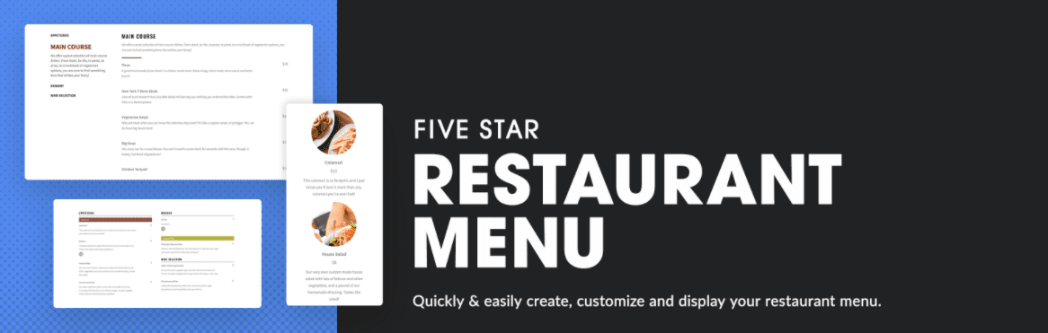 The Five Star Restaurant Menu plugin