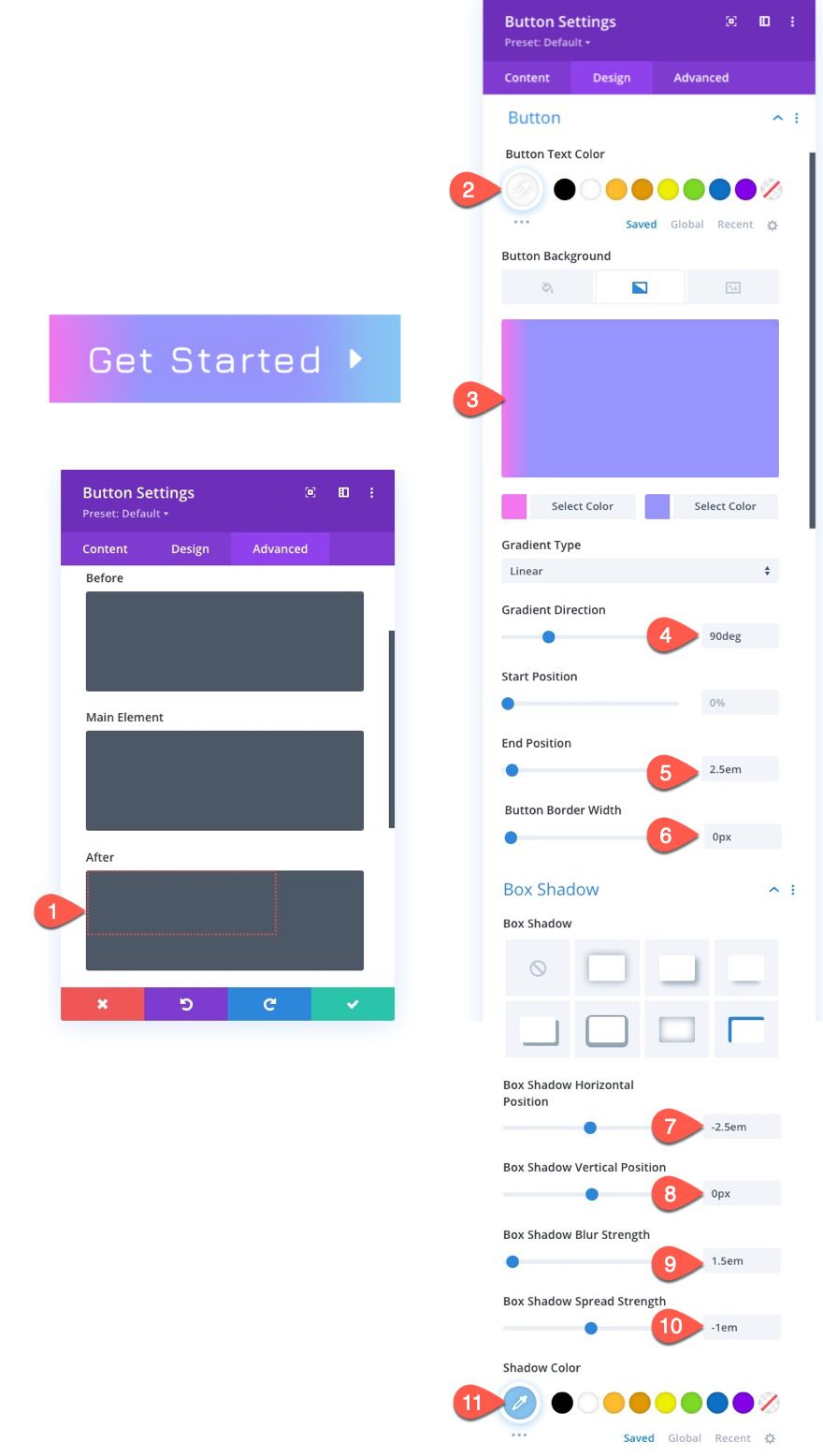 fluid button designs in divi