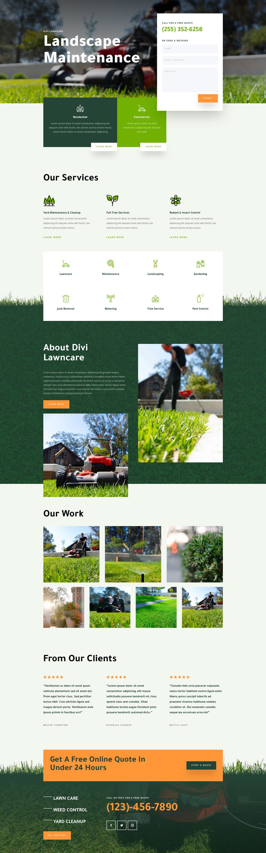 divi landscape maintenance layout pack