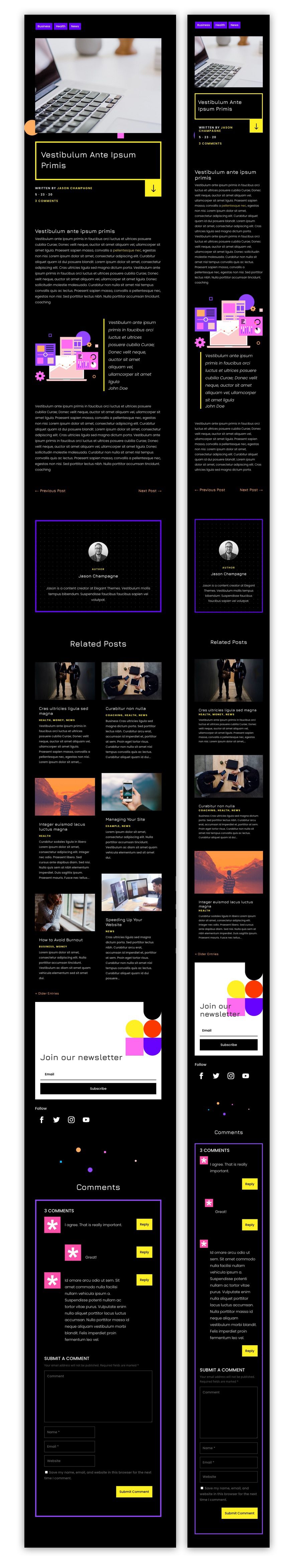 divi virtual conference blog post template