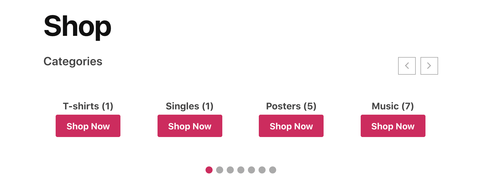 A WooCommerce product category slider.
