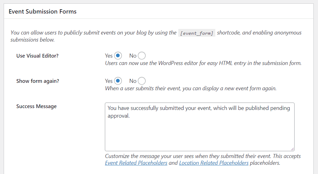 Enabling users to submit events to your calendar