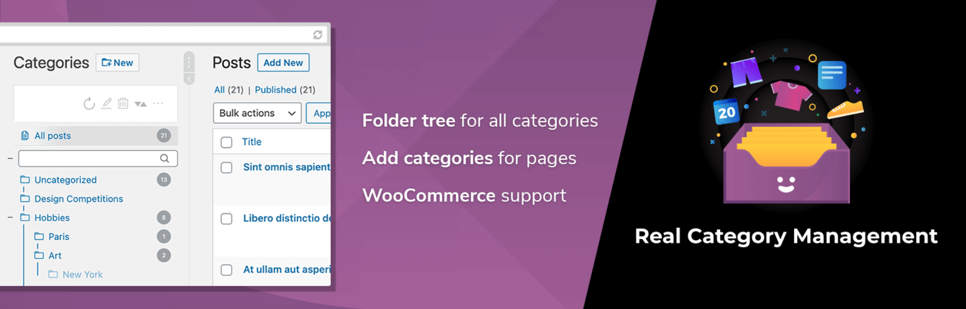 The WordPress Real Category Management: Content Management in Category Folders plugin.
