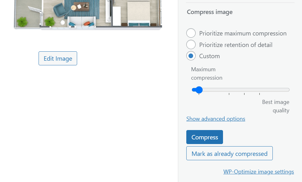 Kép tömörítése a WP-Optimize segítségével