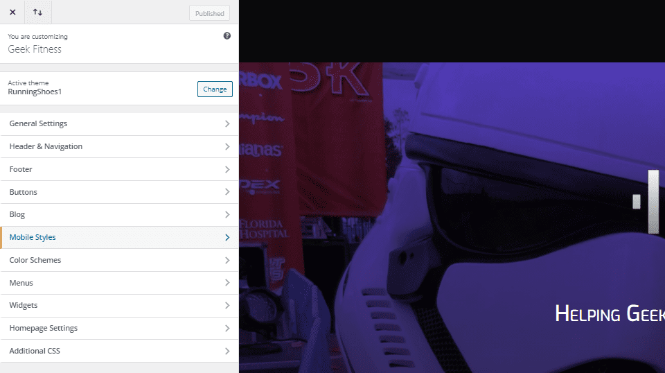 theme customizer