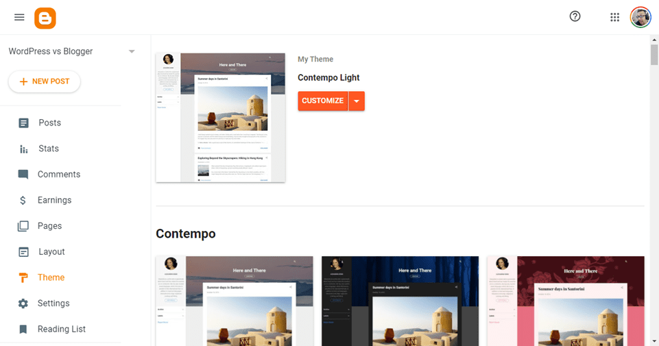 wordpress vs blogger themes