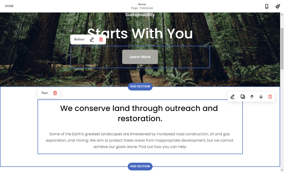 squarespace page builder