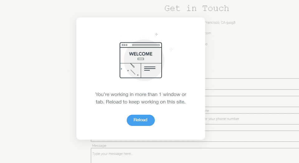 wix does not like working in two tabs