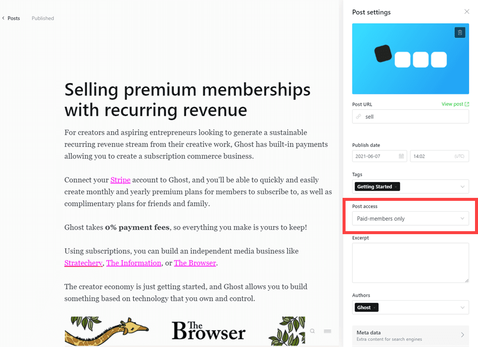 paid members in ghost