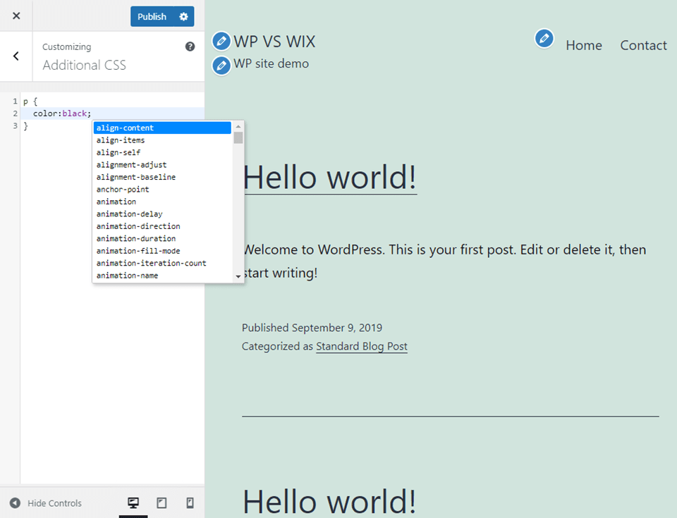 wordpress vs wix customization