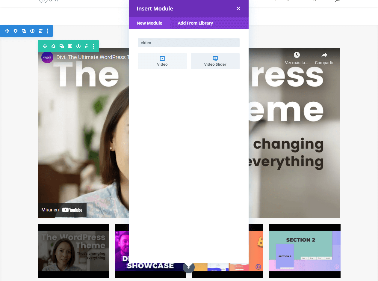 Adding a Divi Video Slider module